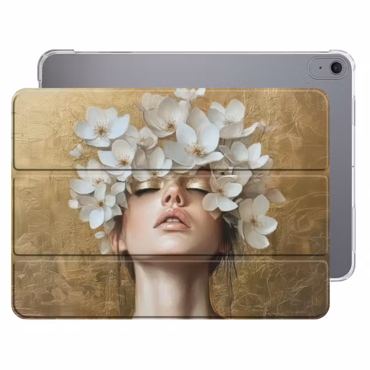 iPad hoes - Gezicht - Bloemen - Goud - Abstract — 1