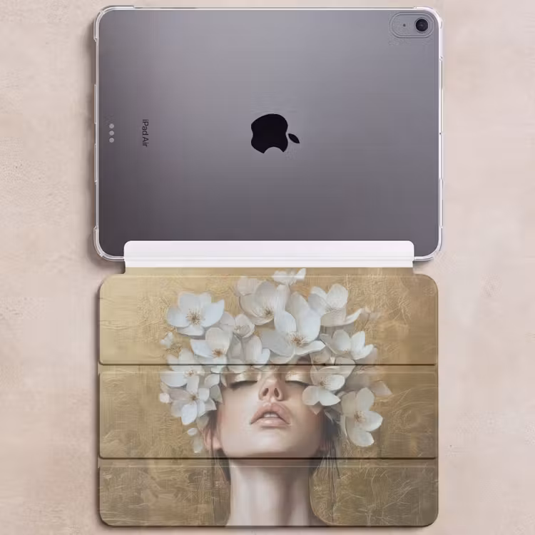 iPad hoes - Gezicht - Bloemen - Goud - Abstract — 6