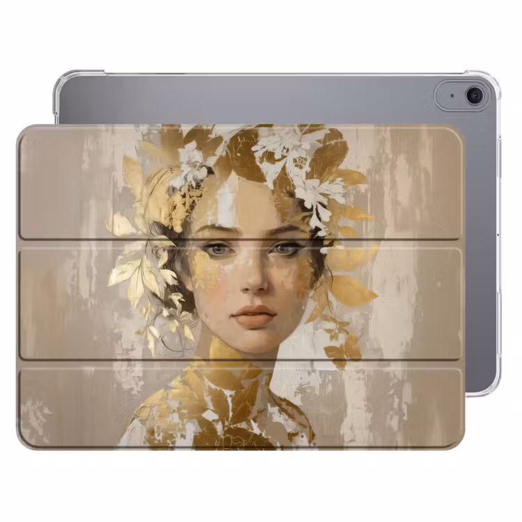 iPad hoes - Gezicht - Vrouw - Bladeren - Goud — 1