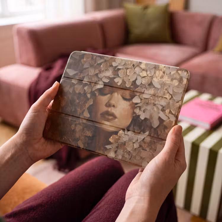 iPad hoes - Gezicht - Vrouwe - Bladeren - Penseelstreken — 4