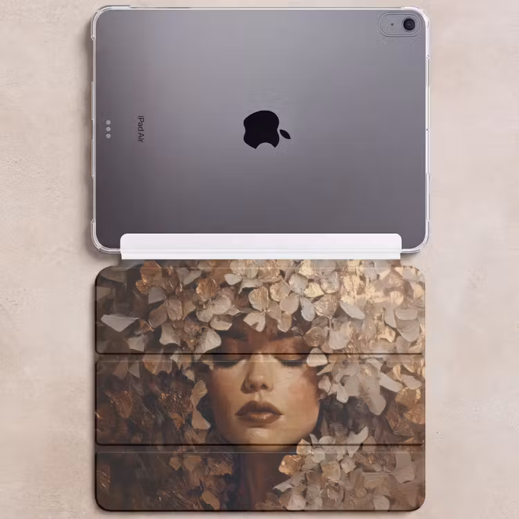 iPad hoes - Gezicht - Vrouwe - Bladeren - Penseelstreken — 6