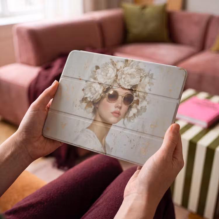iPad hoes - Schilderij - Vrouw - Zonnebril - Bloemenkrans — 4