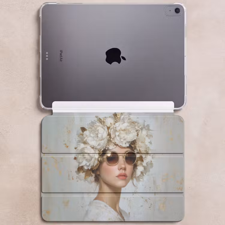 iPad hoes - Schilderij - Vrouw - Zonnebril - Bloemenkrans — 6