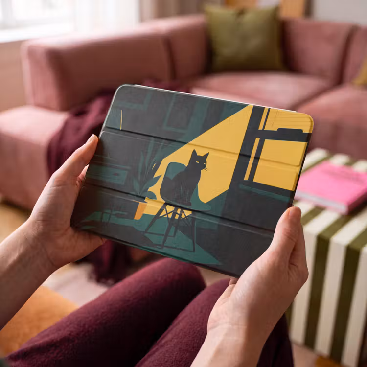 iPad hoes - Zwarte kat - Mysterieus - Gele instraal — 4