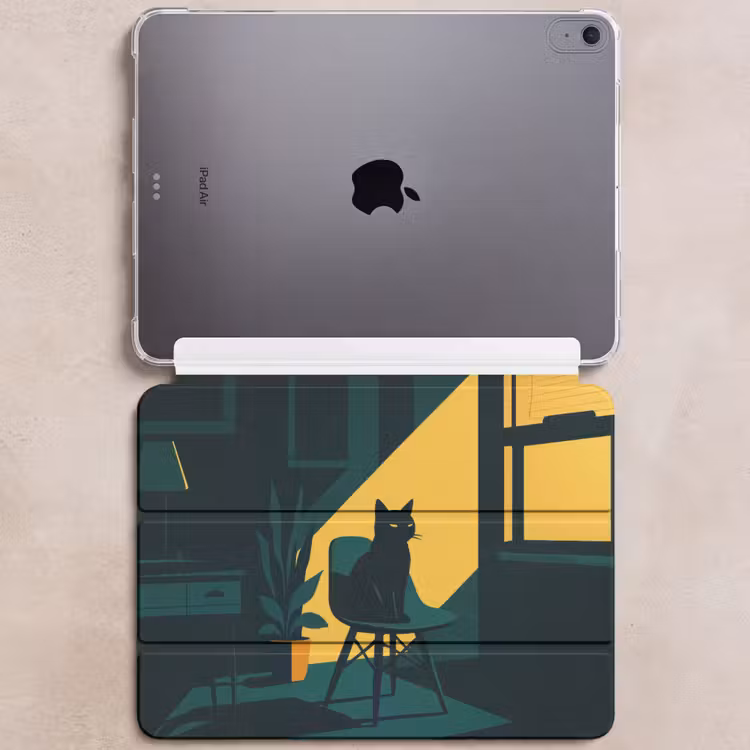 iPad hoes - Zwarte kat - Mysterieus - Gele instraal — 6