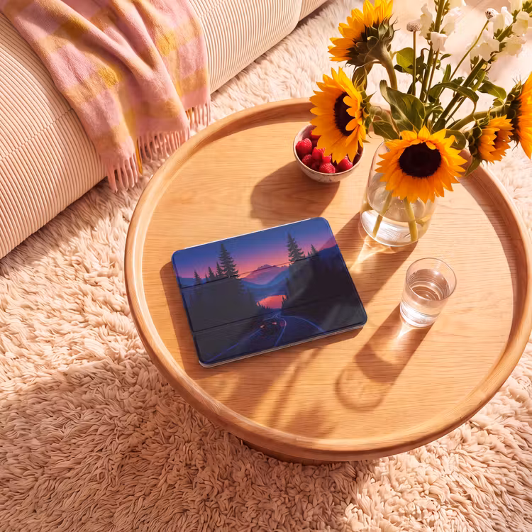 iPad hoes - Auto - Donkere dennenbomen - Zonsondergang — 2