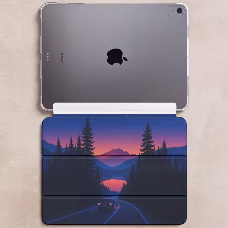 iPad hoes - Auto - Donkere dennenbomen - Zonsondergang — 6