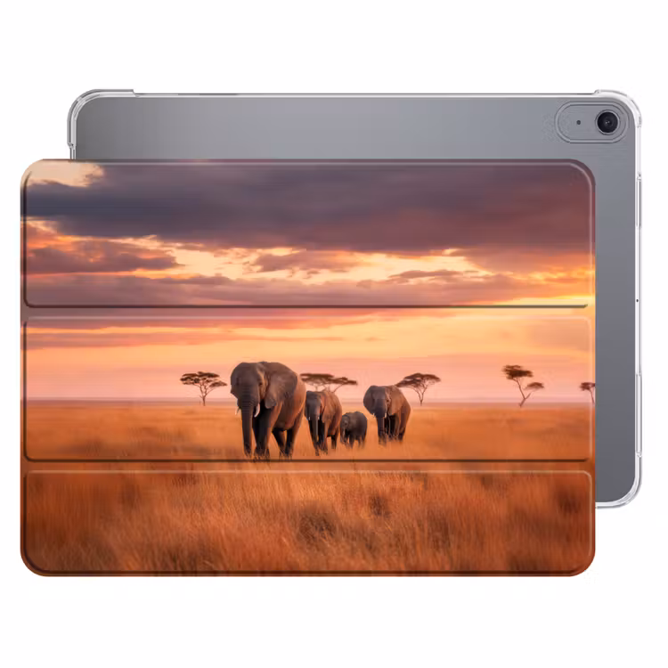 iPad hoes - Groep olifanten - Open vlakte - Zon — 1