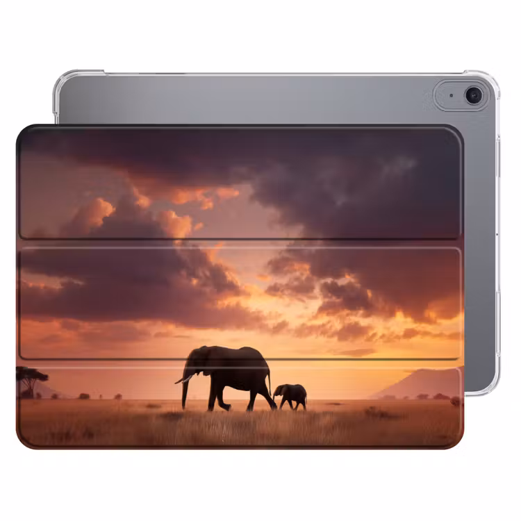 iPad hoes - Olifanten - Grasland - Zonsondergang — 1