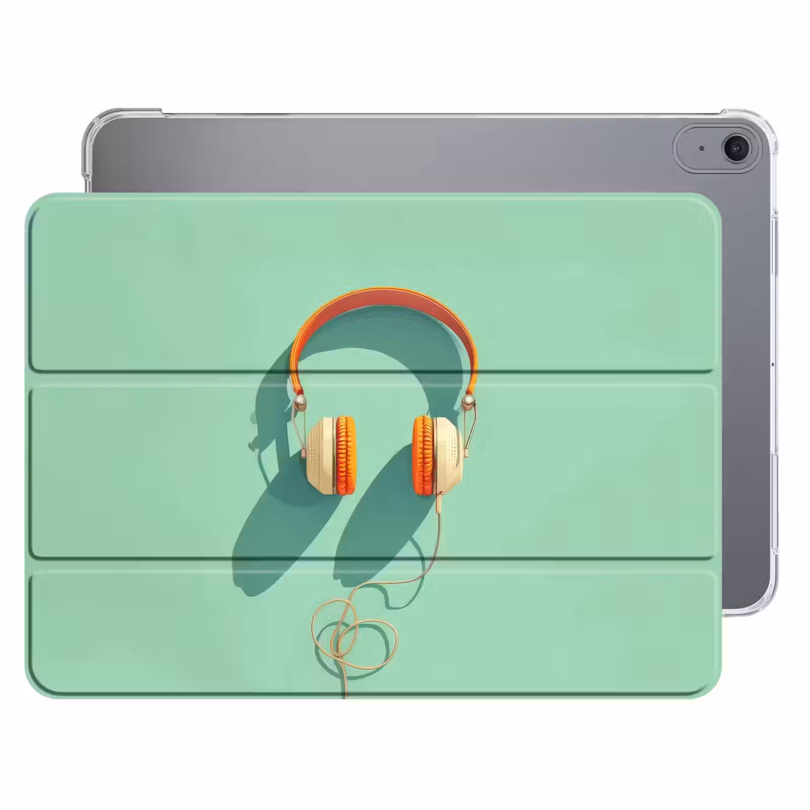 iPad hoes - Koptelefoon - Oranje - Snoer - Minimalistisch — 1