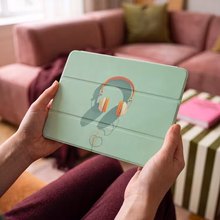 iPad hoes - Koptelefoon - Oranje - Snoer - Minimalistisch — 4