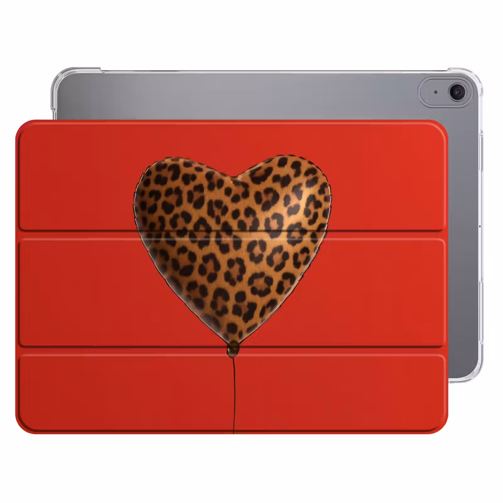 iPad hoes - Ballon - Hartvormig - Rood - Panterpatroon — 1