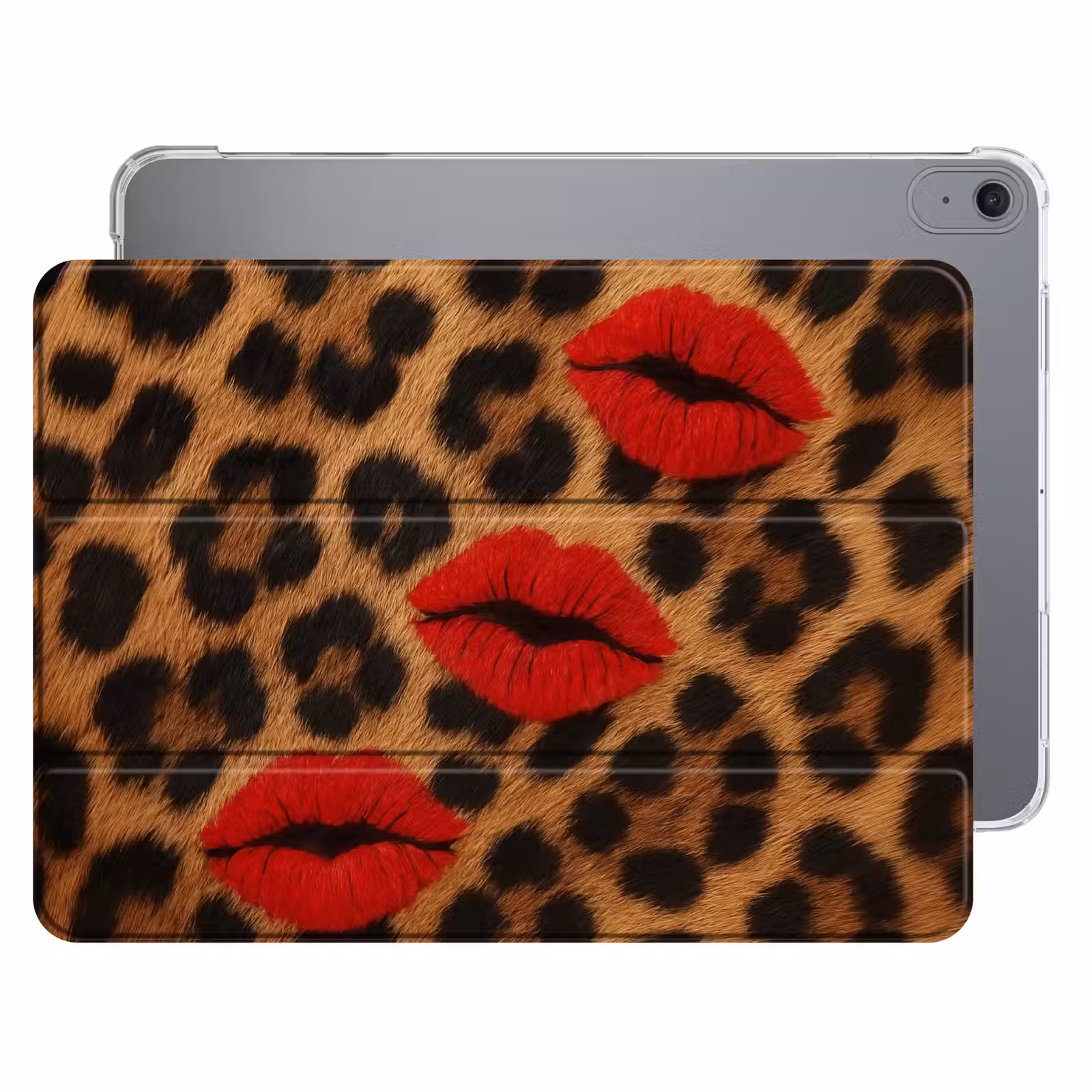 iPad hoes - Lippen - Drie - Rood - Panterprint — 1