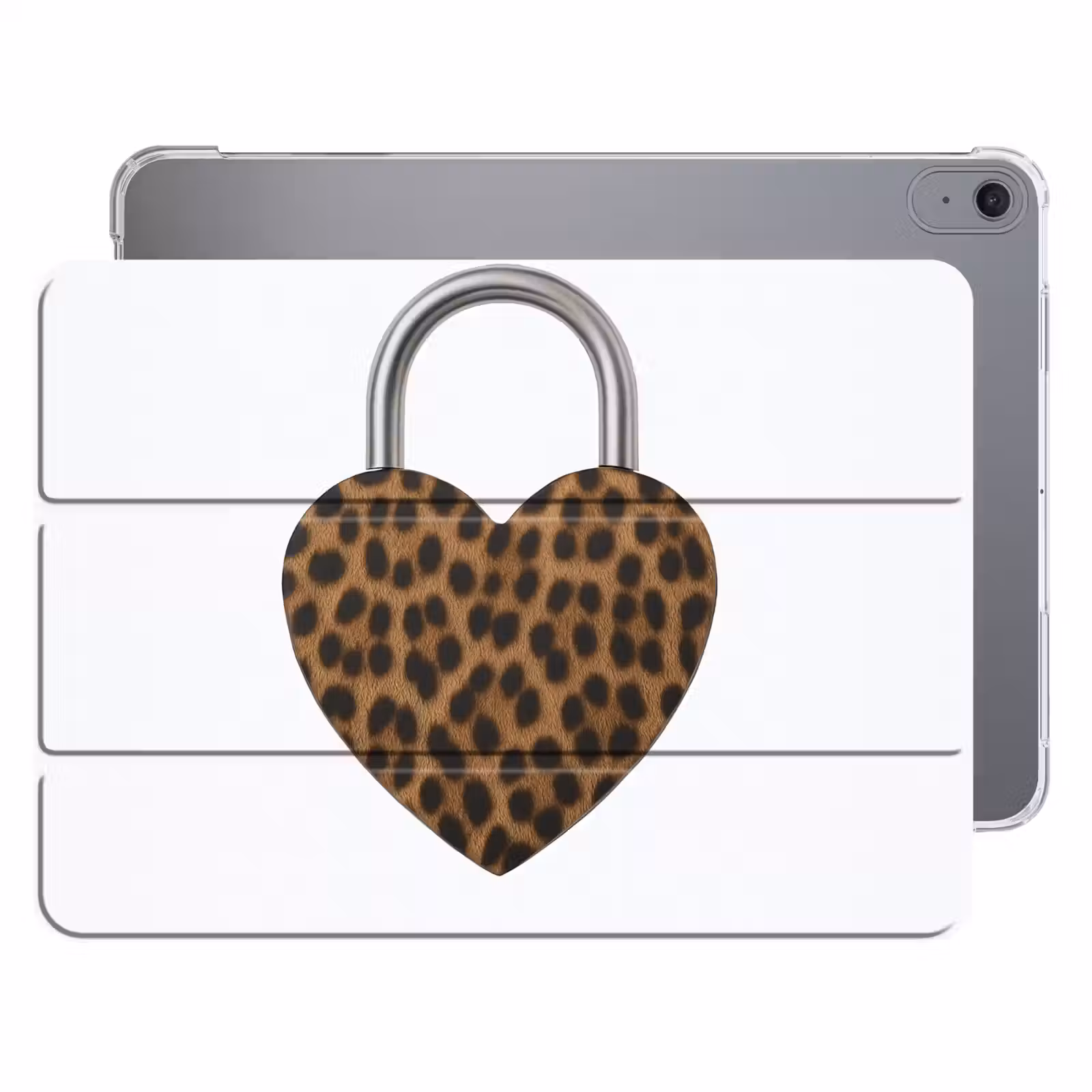 iPad hoes - Slot - Hartvormig - Bruin - Panterprint — 1