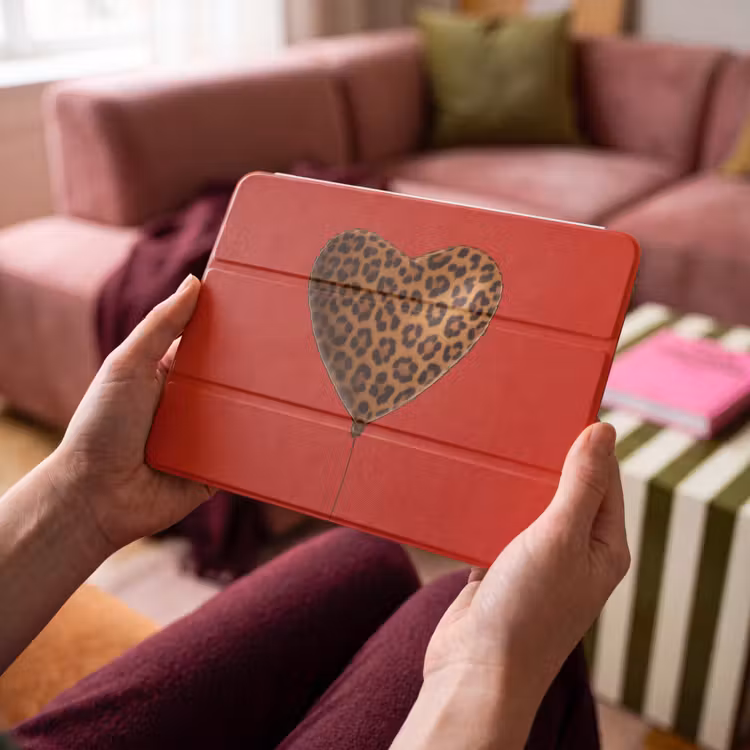 iPad hoes - Ballon - Hartvormig - Rood - Panterpatroon — 4