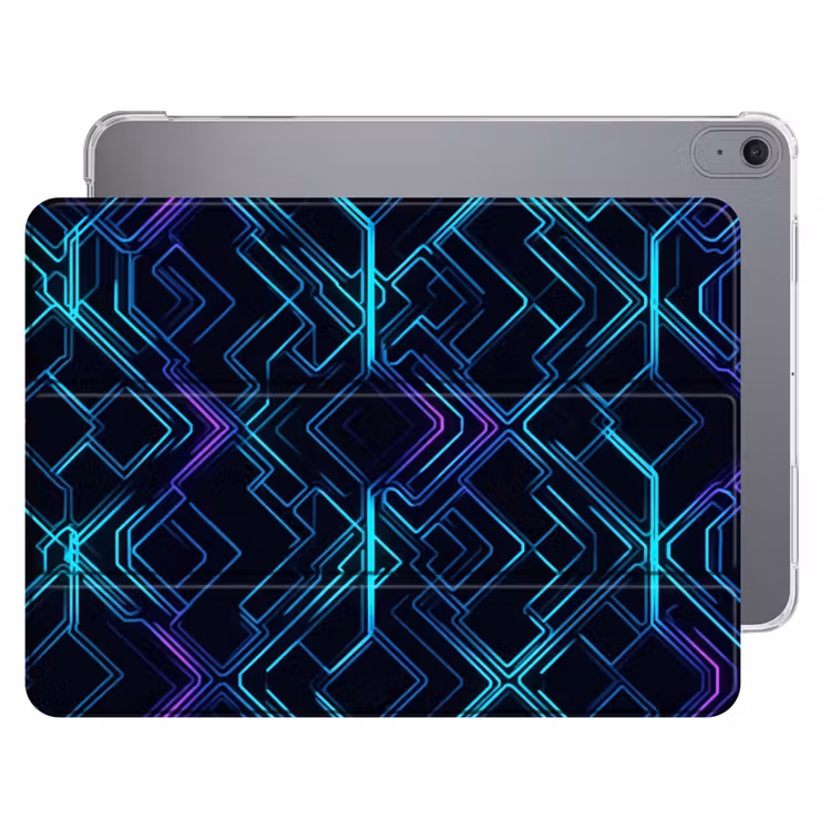 iPad hoes - Gaming - Ruitvormen - Abstract - Neon - Paars — 1