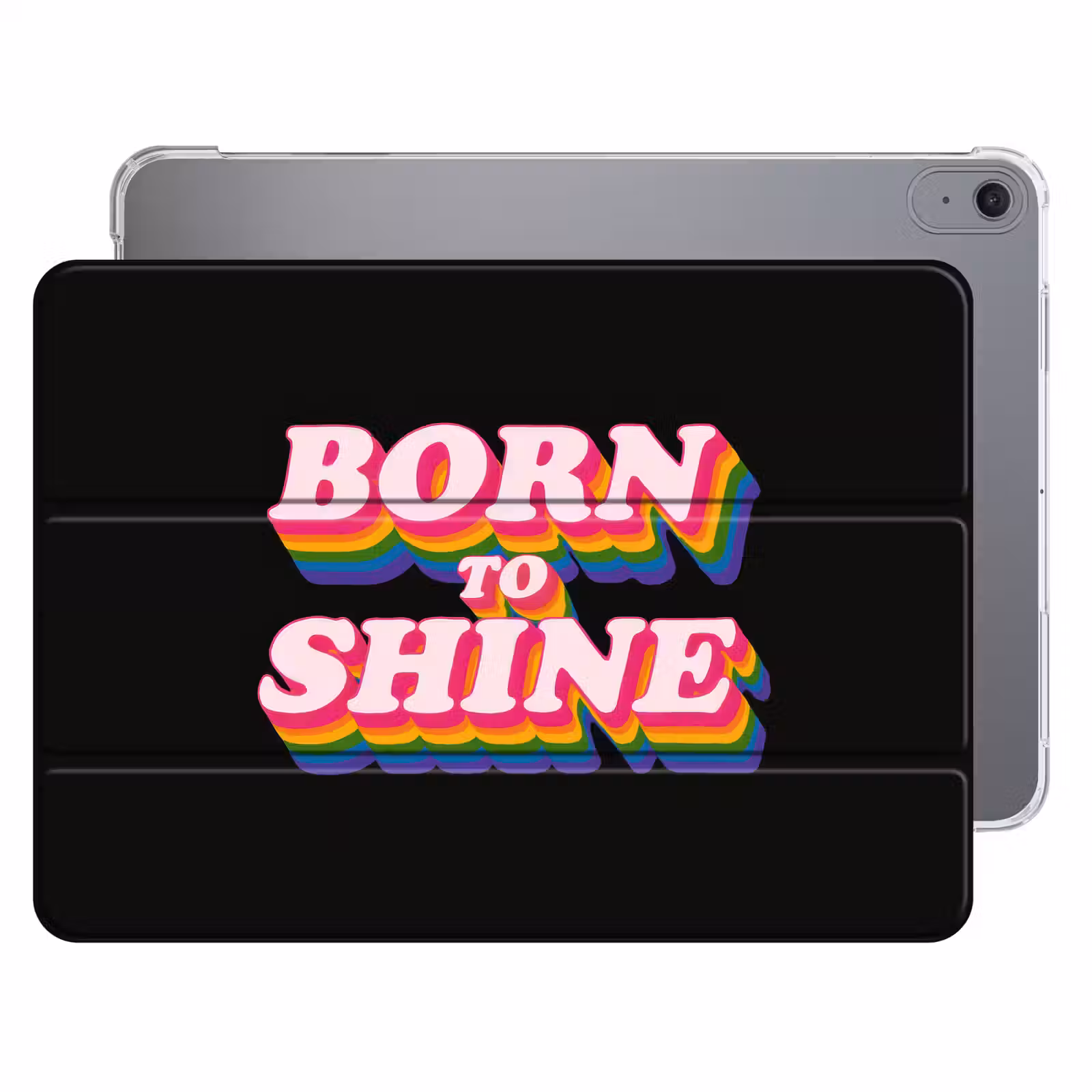 iPad hoes - Quote - Regenboog - Roze - Zwart — 1