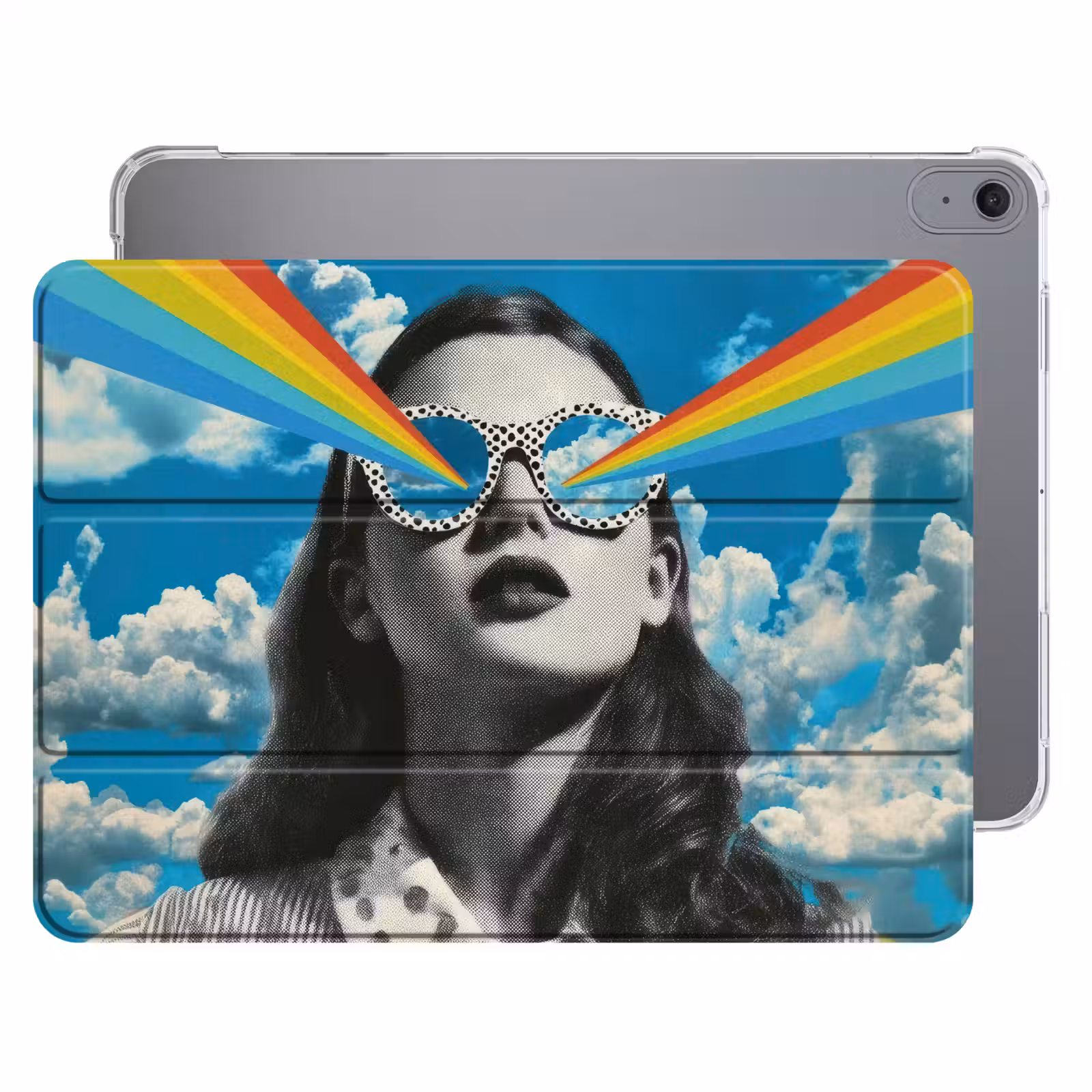 iPad hoes - Vrouw - Bril - Regenboog - Wolken — 1