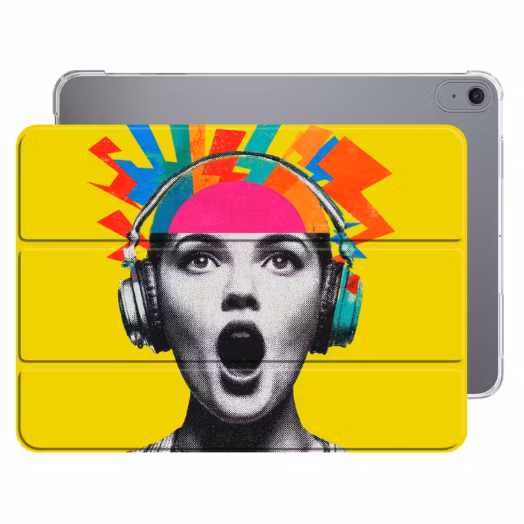 iPad hoes - Vrouw - Koptelefoon - Geel — 1
