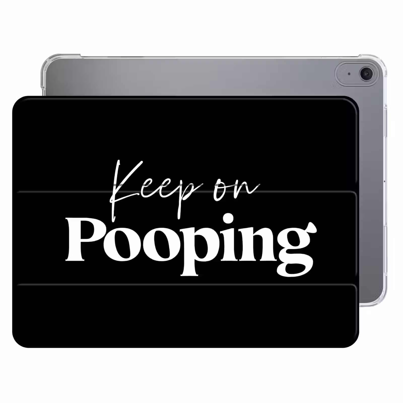 iPad hoes - Quote - Keep on pooping - Zwart - Spreuken — 1