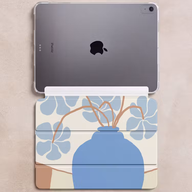 iPad hoes - Bloemen - Pot - Blauw - Abstracte kunst — 6