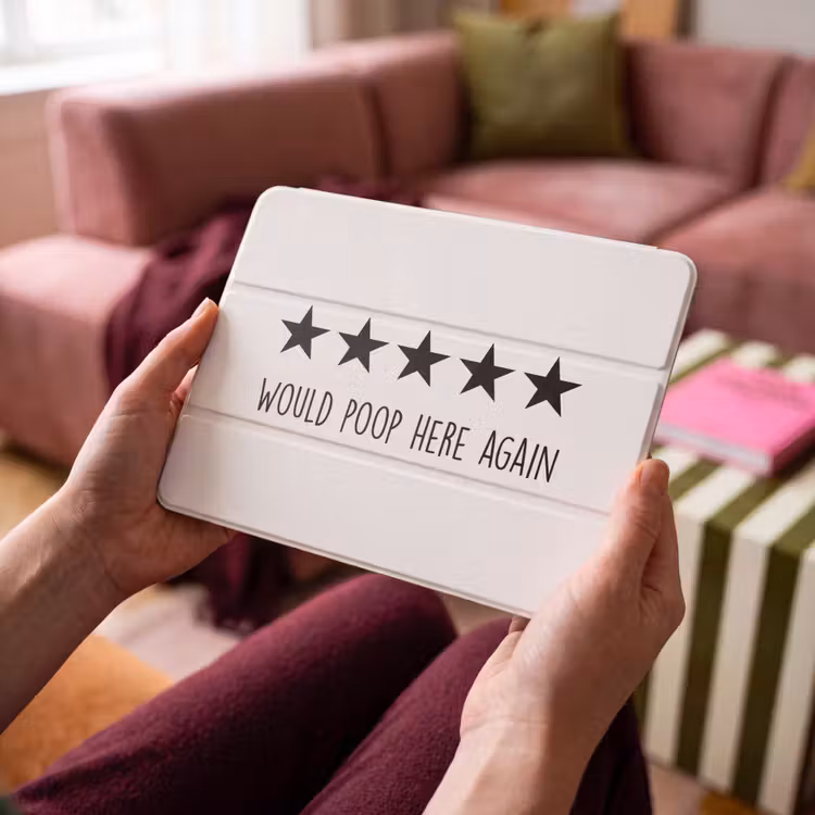 iPad hoes - Spreuken - Would poop here again - Zwart - Quote — 4