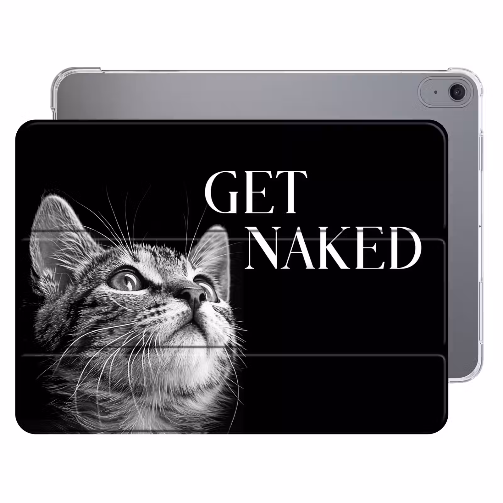 iPad hoes - Kat - Dieren - quote - Get naked - Zwart — 1