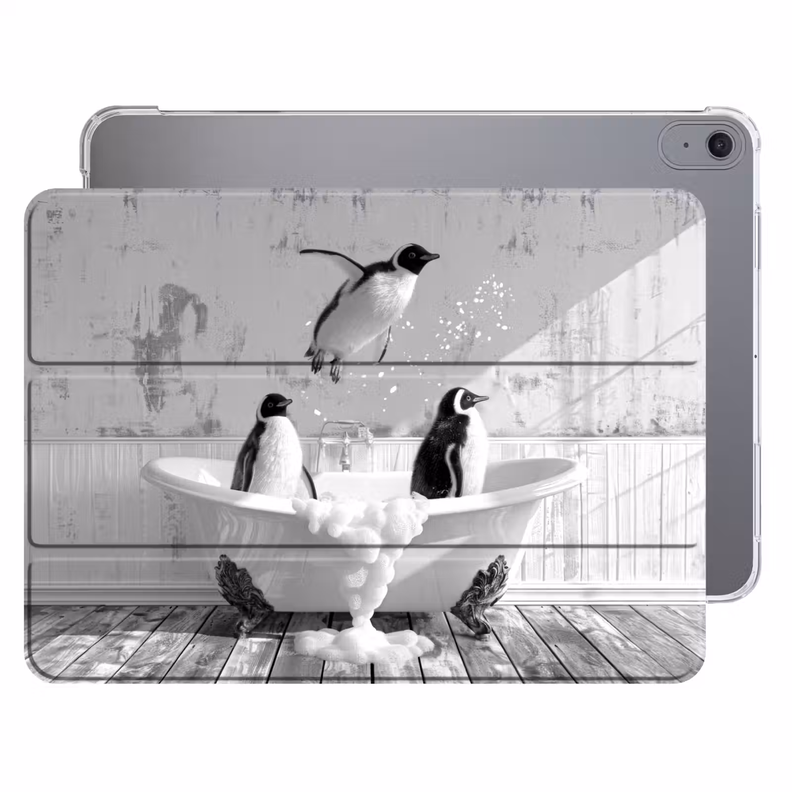 iPad hoes - Pinguïns - Vintage - Dieren - Zwart - Wit — 1