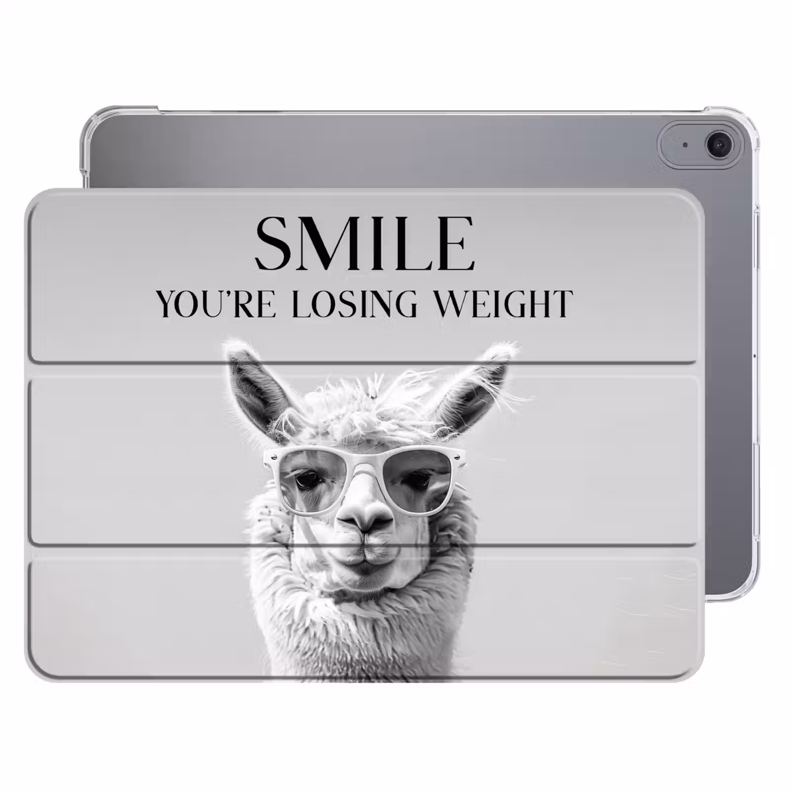iPad hoes - Quotes - Lama - Smile - Spreuken - Grijs — 1