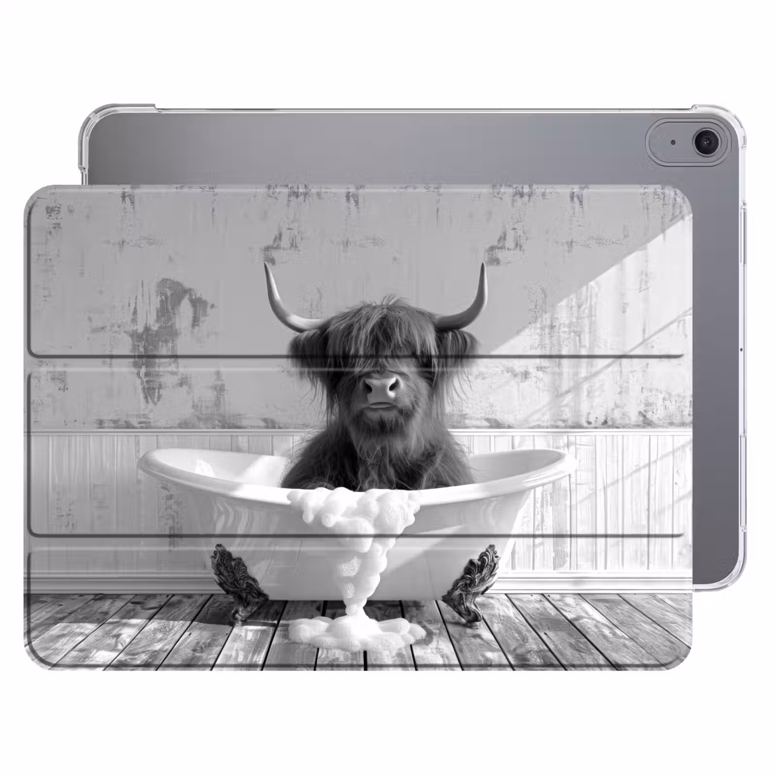 iPad hoes - Schotse Hooglander - Dier - Badkuip - Zwart - Wit — 1