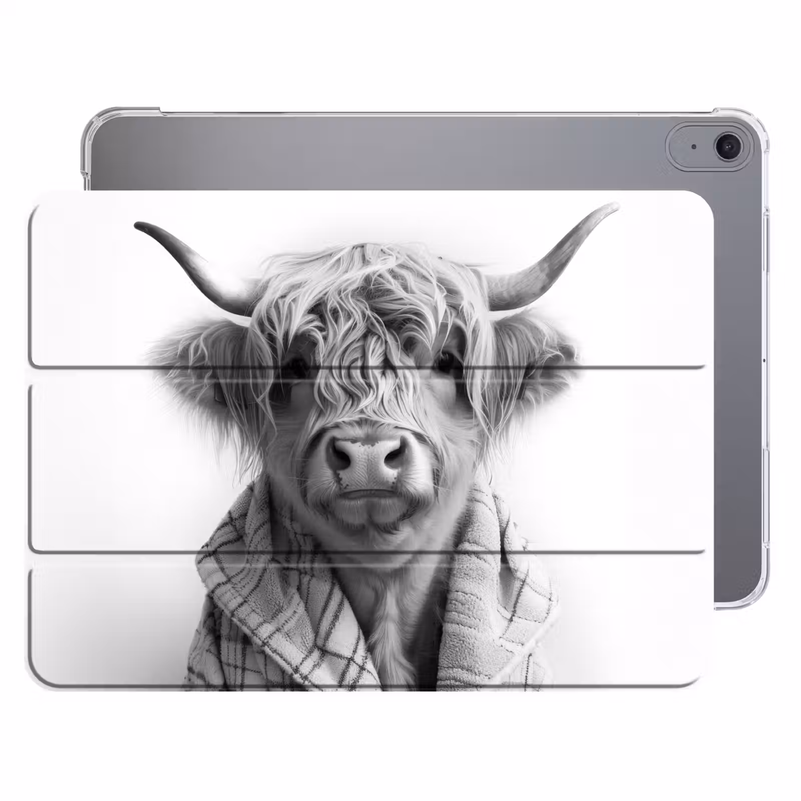 iPad hoes - Schotse Hooglander - Koe - Badjas - Zwart wit — 1