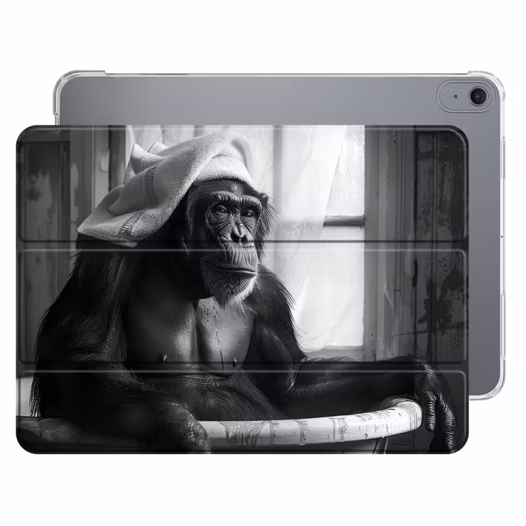 iPad hoes - Aap - Dier - Bad - Zwart - Wit - Humor — 1
