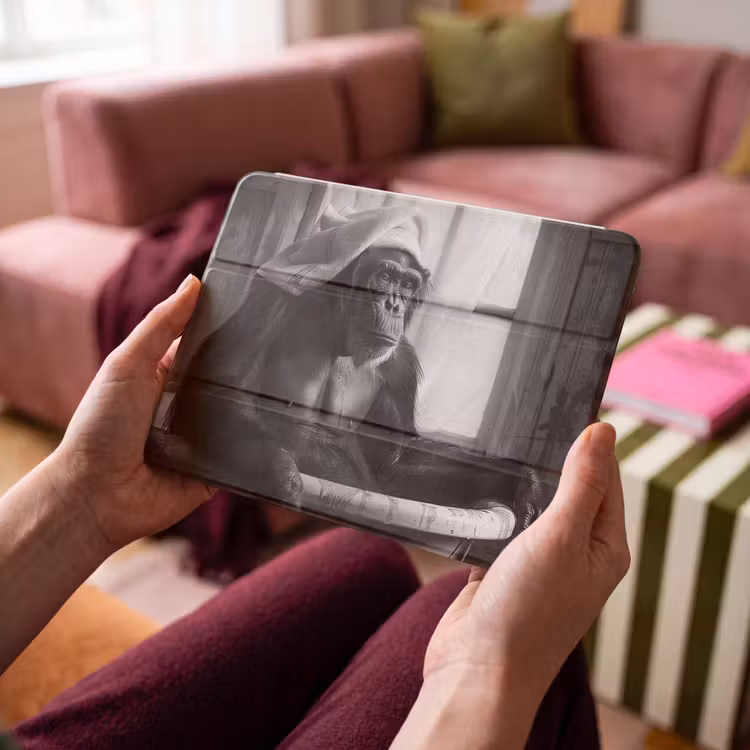 iPad hoes - Aap - Dier - Bad - Zwart - Wit - Humor — 4