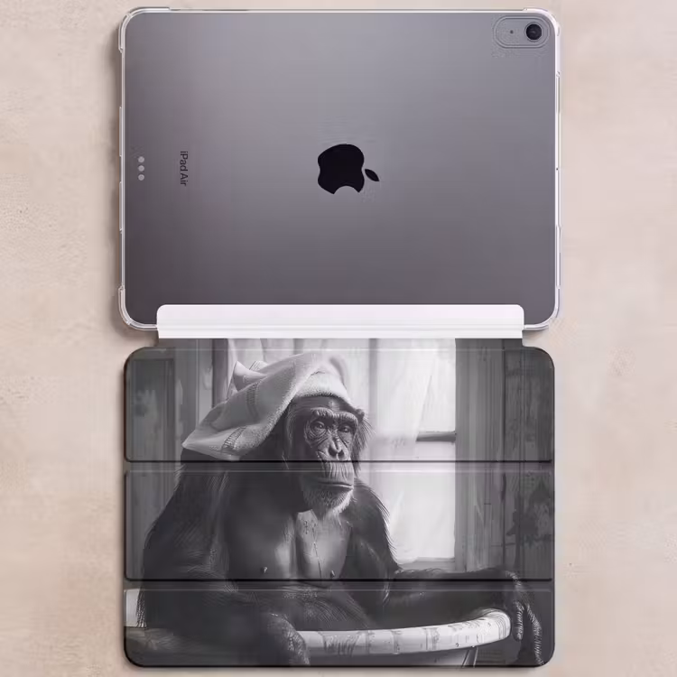 iPad hoes - Aap - Dier - Bad - Zwart - Wit - Humor — 6