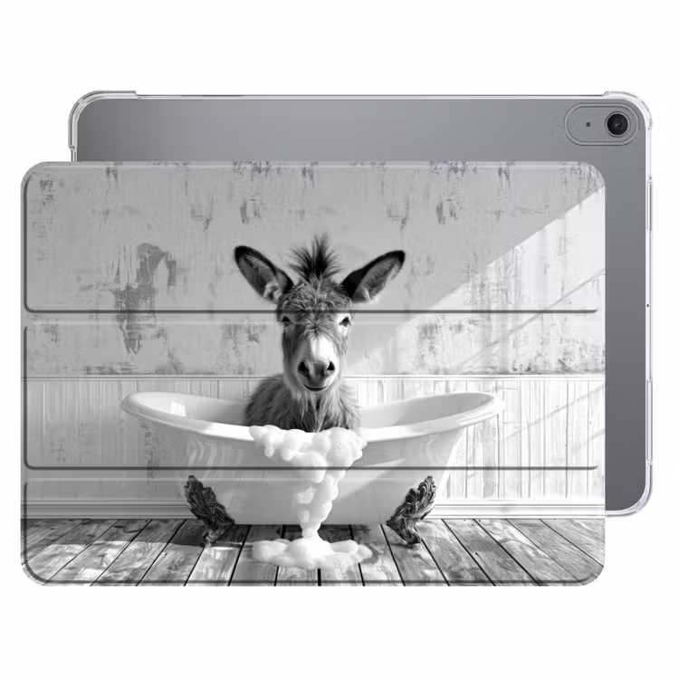 iPad hoes - Ezel - Dier - Vintage - Badkuip - Zwart - Wit — 1