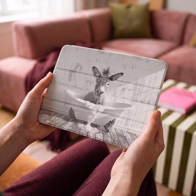 iPad hoes - Ezel - Dier - Vintage - Badkuip - Zwart - Wit — 4