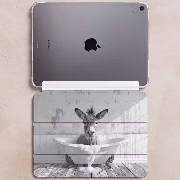 iPad hoes - Ezel - Dier - Vintage - Badkuip - Zwart - Wit — 6