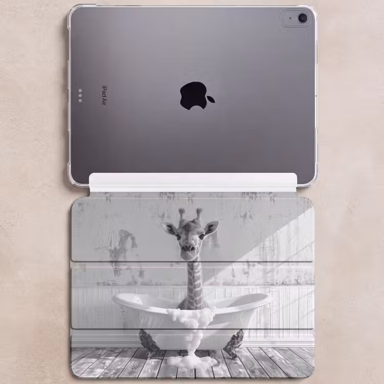 iPad hoes - Giraffe - Dier - Badkuip - Vintage - Zwart - Wit — 6