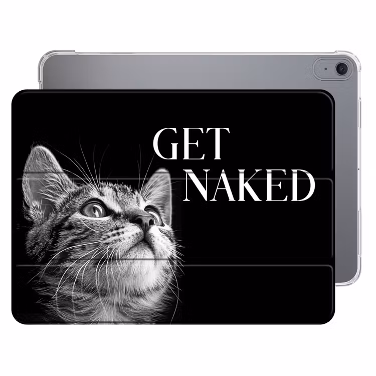 iPad hoes - Kat - Dieren - quote - Get naked - Zwart — 1
