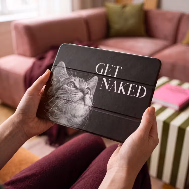 iPad hoes - Kat - Dieren - quote - Get naked - Zwart — 4