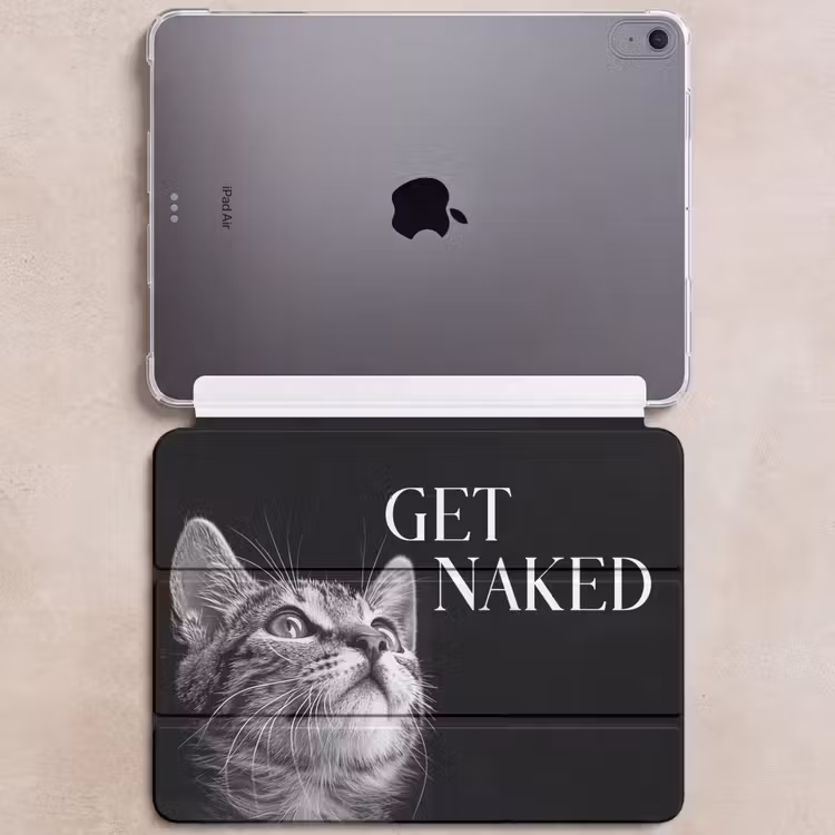iPad hoes - Kat - Dieren - quote - Get naked - Zwart — 6