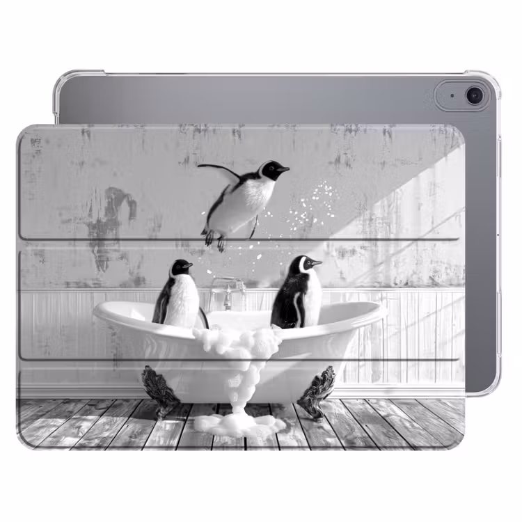 iPad hoes - Pinguïns - Vintage - Dieren - Zwart - Wit — 1