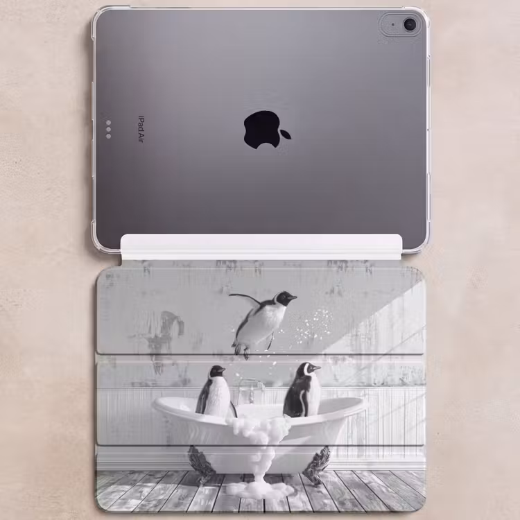 iPad hoes - Pinguïns - Vintage - Dieren - Zwart - Wit — 6