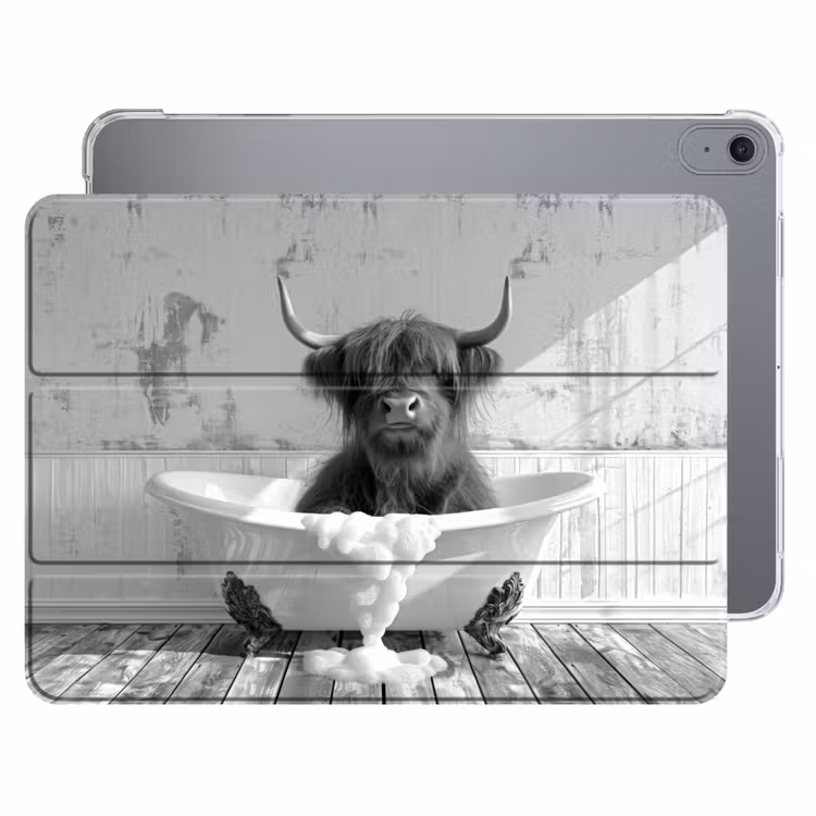 iPad hoes - Schotse Hooglander - Dier - Badkuip - Zwart - Wit — 1