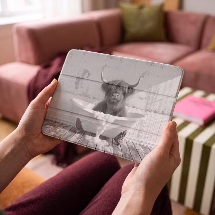 iPad hoes - Schotse Hooglander - Dier - Badkuip - Zwart - Wit — 4