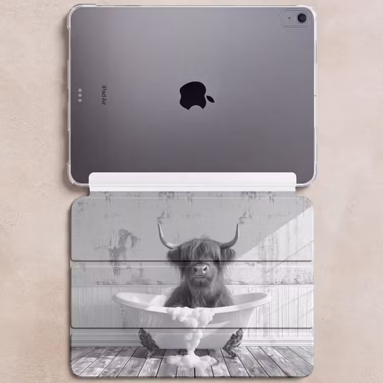 iPad hoes - Schotse Hooglander - Dier - Badkuip - Zwart - Wit — 6