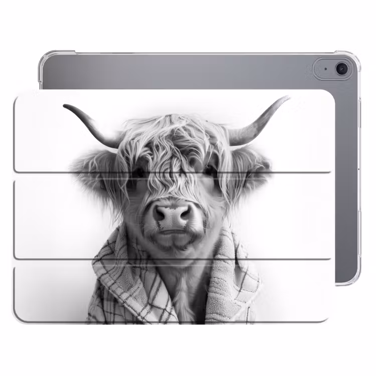 iPad hoes - Schotse Hooglander - Koe - Badjas - Zwart wit — 1