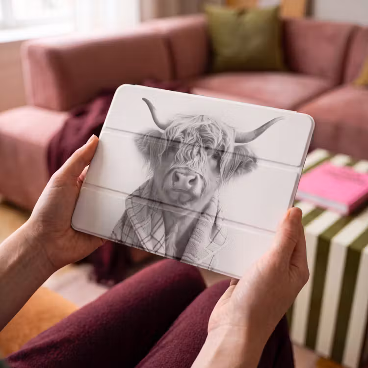 iPad hoes - Schotse Hooglander - Koe - Badjas - Zwart wit — 4