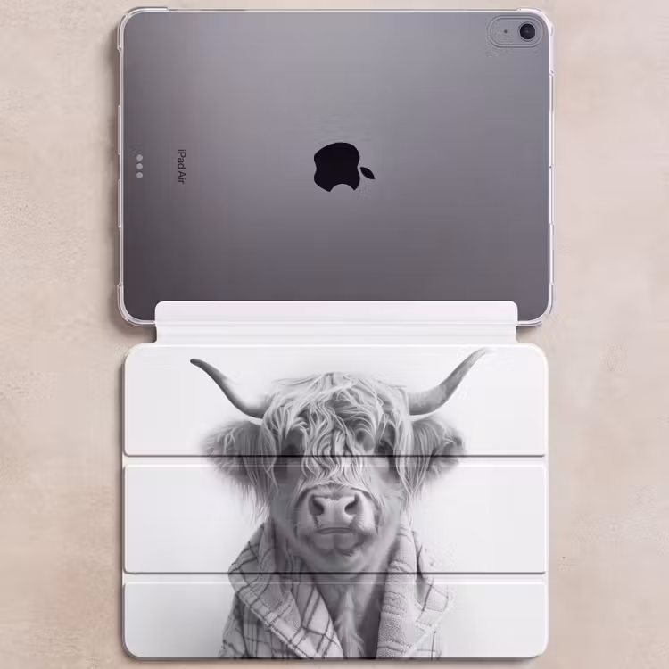 iPad hoes - Schotse Hooglander - Koe - Badjas - Zwart wit — 6