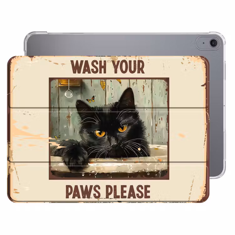 iPad hoes - Vintage - Kat - Quotes - Wash your paws please - Spreuken — 1